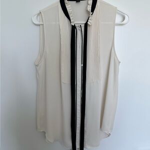 Ann Taylor Cream Blouse with Black Accents